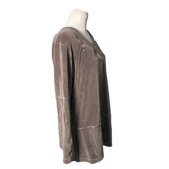 Soft‎ Surroundings Velour Sweatshirt Tunic Pullover Taupe Women Medium Soft Cozy - Picture 5 of 10